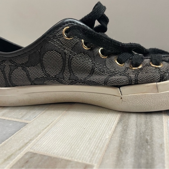 Coach Black and White Sneakers with Signature Pattern - Picture 12 of 13